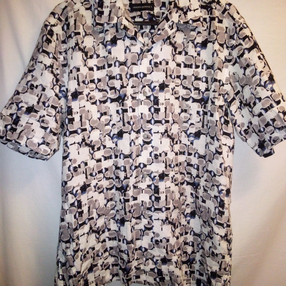 JHANE BARNES Geometric Monogram Abstract Button~Up Casual Shirt•Mens Size Medium - Picture 2 of 13